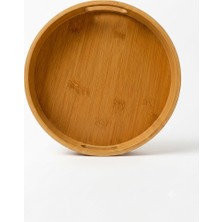 Naturel Dekor Bambu Kendinden Kulplu Yuvarlak Tepsi 30X5 cm - Dekoratif, Bohem, Iskandinav, Modern