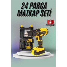 Matkap Seti 24 Parça Çift Bataryalı Darbeli LED Işıklı Vidalama Nemere