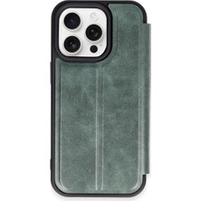 Bezos iPhone 14 Pro Max Kılıf Flip Cover - Koyu Yeşil