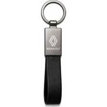 SAVEK Anahtarlık Parlak Renault Logo Metal & Deri – Çift Tarafı Logolu, Premium Şık Tasarım, 12 x 2 cm Boyut, Araba Aksesuar