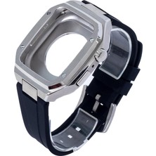 Bezos Watch 44MM KR402 Metal Kasa Silikon Kordon - Gümüş