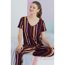 Siyah İnci Çok Renkli Kakorse Pamuklu Örme Pijama Takım