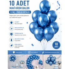 Ufak Tefek Şeyler 10 Adet Mavi Krom Balon Seti 12 Inç - Parlak Metalik Doğum Günü ve Parti Balonları