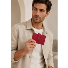 Pierre Cardin %100 Hakiki Deri Çıtçıtlı Erkek Kırmızı Kartlık - Deri Erkek Aksesuar - PC-0414