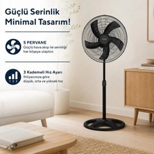Rota Style Kumtel KTF-345 Siyah Inç Ayaklı Vantilatör -  KAHVE HEDİYELİ - 60W SERİNLİK