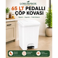 Lorempbox 65 Lt Pedallı Çöp Kovası Ev, Ofis, Mutfak, Bahçe ve Işyeri Kullanımına Uygun Beyaz