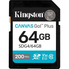 Brf Store Yavuzsell Kingston 64GB Canvas Go Plus Sd Card | Up To 200MB/S | Class 10, Uhs-I, U3, V30 | SDG4/64G