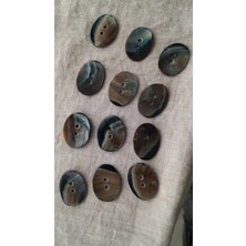 ILCARE Doğal Siyah Hakiki Inci Midye Kabugu  Sedef  Düğme -24X18 mm 10 Adet