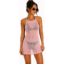 Neden Tekstil Ajurlu Sırt Dekolteli Transparan Beachwear - Mini Plaj Elbisesi