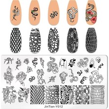 Aba Nails Gotik Yılan ve Yılan Derisi Dizayn Nail Art Stamping Baskı Plakası JT-Y012
