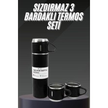Zero Land Aconcept Termos Seti Paslanmaz Çelik 3 Bardaklı Vakumlu Termos Set 500 ml 12 Saate Kadar Isı Koruma