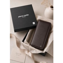 Pierre Cardin Analin Kahverengi Erkek %100 Hakiki Deri Dikey Cüzdan Kartlık - Deri Aksesuar - Deri Hediyelik - PC-11056