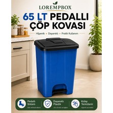 Lorempbox 65 Lt Pedallı Çöp Kovası Ev, Ofis, Mutfak, Bahçe ve Işyeri Kullanımına Uygun Mavi Siyah