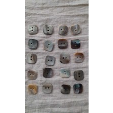 ILCARE Doğal Kare Hakiki Inci Midye Kabugu  Sedef  Düğme 18 mm 20 Adet