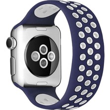 Hsc Bilişim Watch 42MM Ayarlı Delikli Silikon Kordon - Lacivert-Beyaz
