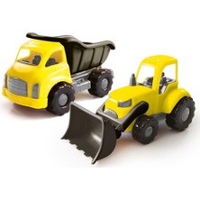 Dolu Oyuncak Jumbo Ikili Kamyon - Dozer Set - Standart