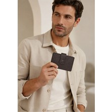 Pierre Cardin %100 Hakiki Deri Çıtçıtlı Erkek Kahverengi Kartlık - Deri Erkek Aksesuar - PC-0414
