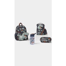 Smiggle Playtime 4'lü Dino Okul Çanta Set ( Çanta Suluk Beslenme Cantası Kalemlik )