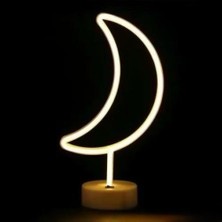 Atalier Coco Neon Işıklı Ay Masa Gece Lambası Pil+Usb