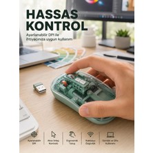 Hsc Bilişim Şeffaf Tasarımlı Bluetooth Kablosuz Mouse Pilli Kullanım Yeni Nesil