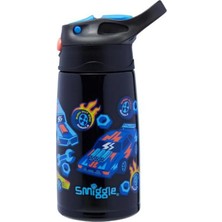 Smiggle Playtime Junior Araba Desenli Paslanmaz Çelik Flip Içecek Şişesi 400ML