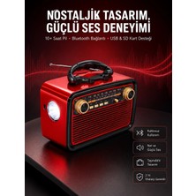 Mercora Tech Nostaljik Görünümlü Ahşap Radyo Tf Sd USB Girişli LED Fener Işıklı