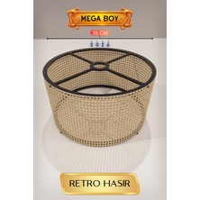 Sylar Retro Hasır Lambader Başlığı 35 cm Mega Boy