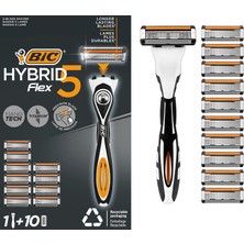 Hsc Bilişim Bic Flex 5 Hybrid Tıraş Bıçağı Seti 1 Gövde + 10 Yedek Başlık 5 Bıçaklı Erkek Tıraş Bıçağı