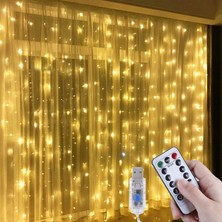 Hsc Bilişim Robeve 3x3 Metre Peri LED Kumandalı Perde Asma Kancalı Peri LED Yılbaşı LED Gün Işığı LED Işık 8 Mo