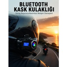 Alkasaz LCD Ekranlı Bluetooth Kask Kulaklığı Fm Radyo ve Sd Kart Girişli