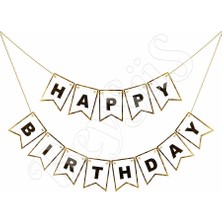 BeySüS Happy Birthday Banner Beyaz