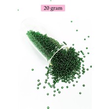 Royaleks Group Dökme Cam Kum Boncuk (11/0) 2 mm - 20 Gram -  Şefaf Koyu Yeşil - BNC002