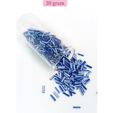 Royaleks Group Uzun Boru Kesme Boncuk Çap 2mm Uzunluk 10 mm - 20 Gram - Mavi Beyaz - BNC236