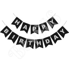 BeySüS Happy Birthday Banner Siyah