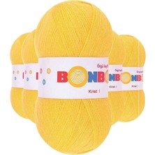 5 Adet Kristal El Örgü Lif Ipi Sarı 98217 - Bonbon Mudanis