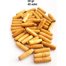 Royaleks Group 20 gr (45 Adet) Ahşap Boncuk 25 mm Boy x 10 mm En Doğal Ahşap Makrome El Işi Çanta