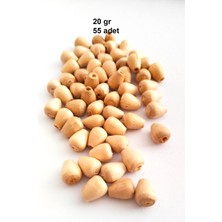 Royaleks Group 20 gr (55 Adet) Ahşap Boncuk 12 mm Boy x 10 mm En Doğal Ahşap Makrome El Işi Çanta