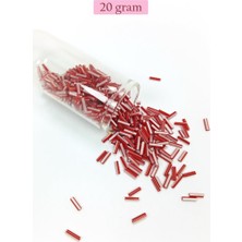 Royaleks Group Uzun Boru Kesme Boncuk Çap 2mm Uzunluk 10 mm - 20 Gram - Kırmızı Beyaz - BNC239