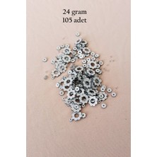 Royaleks Group Oya Abiye Bileklik Kolye Pleksi Metalik Plastik Pul Gümüş Renk 24 Gram 105 Adet - BNC561