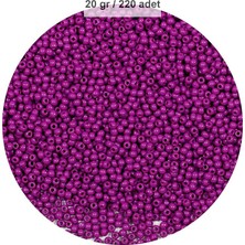 Royaleks Group Fuşya Renk 4 mm Yaklaşık 220 Adet/20 Gram Cam Boncuk Oya Yazma Bileklik ve Kolye