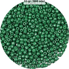 Royaleks Group Koyu Yeşil Renk 4 mm Yaklaşık 660 Adet / 60 Gram Cam Boncuk Oya Yazma Bileklik ve Kolye