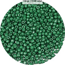 Royaleks Group Koyu Yeşil Renk 4 mm Yaklaşık 1100 Adet / 100 Gram Cam Boncuk Oya Yazma Bileklik ve Kolye