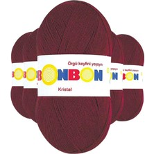 5 Adet Kristal El Örgü Lif Ipi Bordo 98220 - Bonbon Mudanis