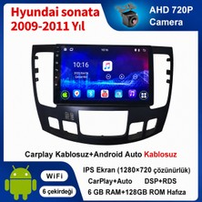 SBAID Hyundai Sonata 2009-2011 Yıl Dijital Klima Uyumlu 6GB Ram 128GB Rom Hafıza Android Kablosuz Carplay Navigasyon Multimedya 9 Inç Ekran Hediye Görüş Kamerası Hediye Çerçevesi