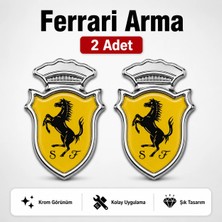 Şimika Ferrarı Chia Arma Krom Oto Amblem – 5 × 3,5 cm