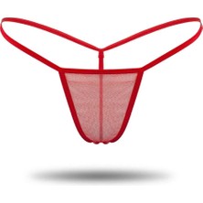 Kırmızı Transparan Tül String Tanga TM1115