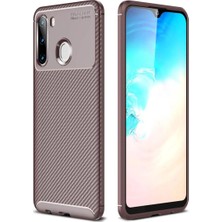 Aydogan's Ayd Samsung Galaxy A21 Kılıf Auto Focus Karbon Kapak - Kahverengi