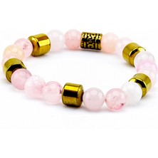 Esha Store Doğal Taş Pembe Kuvras Hematit Doğal Taş Kadın Bileklik EUB14PKH