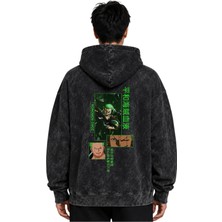 Sevbano Roronoa Zoro One Piece Anime Baskılı Unisex Oversize Yıkamalı Premium Hoodie Sweatshirt
