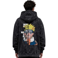 Sevbano Naruto Uzumaki Anime Baskılı Unisex Oversize Yıkamalı Premium Hoodie Sweatshirt